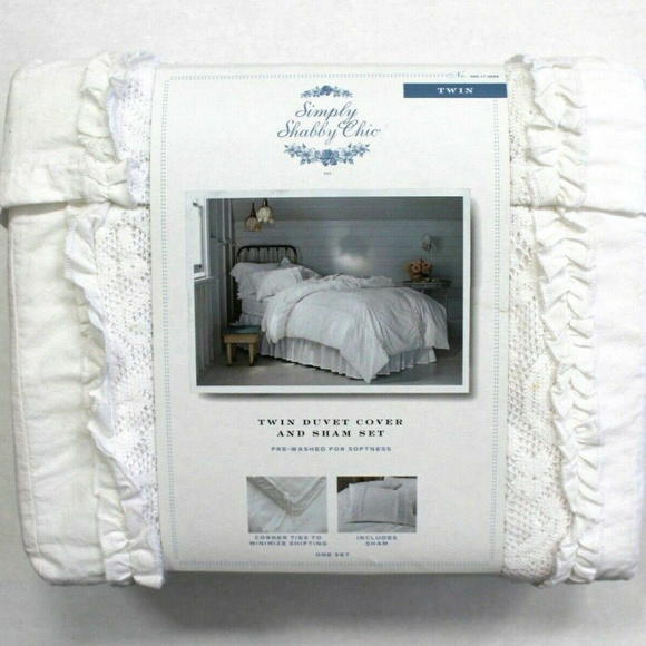 Simply Shabby Chic Bedding 2pc Ruffle Lace Duvet Cover Set